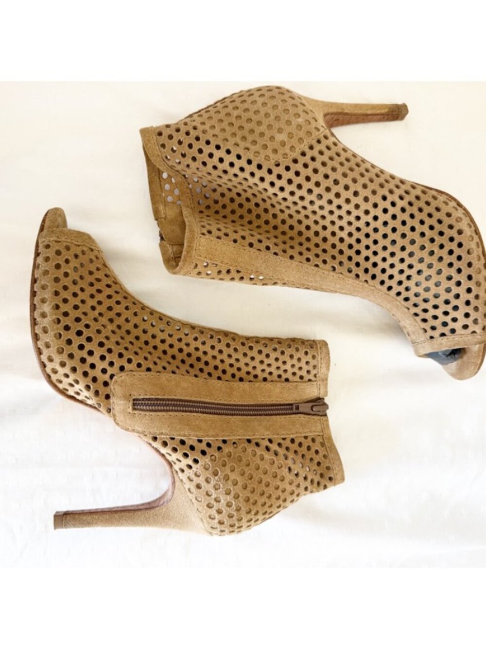 Pedro Garcia Sylvana Suede Peep Toe Boots tan 39/9 - Picture 5 of 11